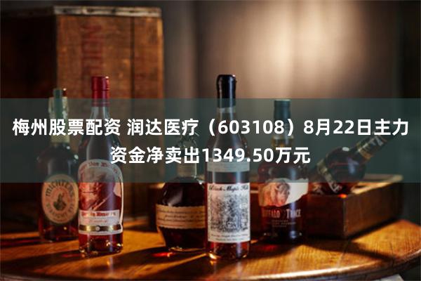 梅州股票配资 润达医疗（603108）8月22日主力资金净卖